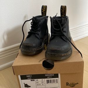 TODDLER 1460 SOFTY T LEATHER LACE UP BOOTS, black, toddler size 5